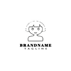 girl logo cartoon icon design template black isolated vector illustration