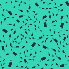 Black Frying pan icon isolated seamless pattern on green background. Fry or roast food symbol. Vector