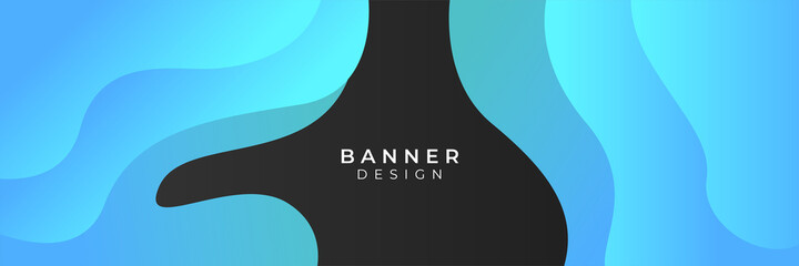 Blue web banner with geometric background. Horizontal promotion banners with blue tech gradient colors and abstract geometric backdrop. Header design. Vibrant coupon template.
