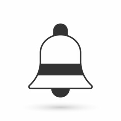 Grey Ringing bell icon isolated on white background. Alarm symbol, service bell, handbell sign, notification symbol. Vector