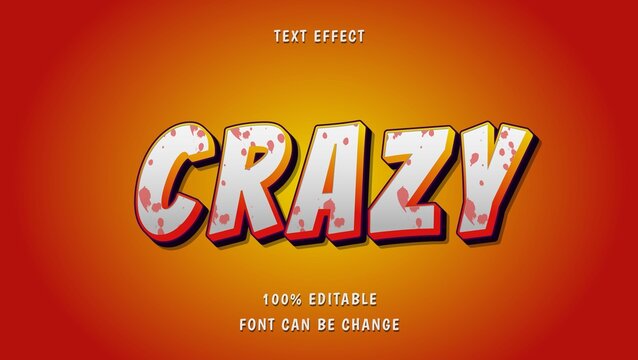 3d Gradient Word Crazy With Blood Splash Editable Text Effect Design Template