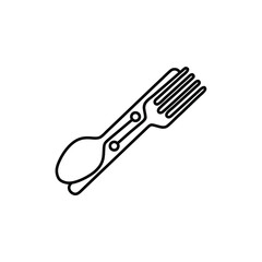 Cutlery logo and data system. Flatware vector combination with data connection. suitable for the humanitarian system in the world food sector