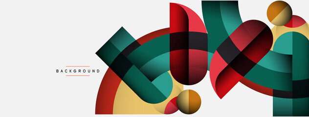 Obraz premium Geometric abstract background. Round shapes, circles, lines composition for wallpaper banner background or landing page