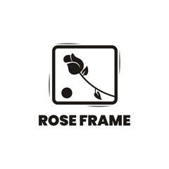 rose in frame logo design illustration