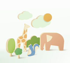 Minimal nature background mock up with podium for product display. 3d rendering.