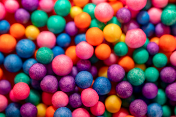 Fototapeta na wymiar Background of colorful balls. top view.