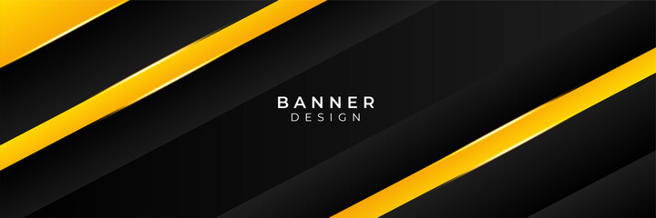 Abstract black and gold lines banner background