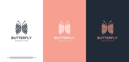 Feminine abstract butterfly design logo template