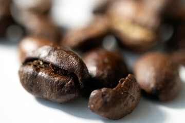 Coffee beans isolated on a white background.