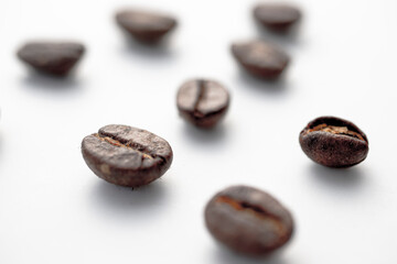 Coffee beans isolated on a white background.