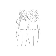 sketch of 2 women. standing woman line art