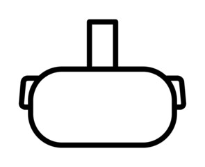 Virtual reality or VR headset with head strap line art vector icon for apps and websites