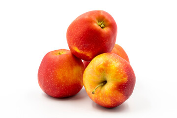 Red apple on a white background. In combination with a ripe apple shade. close-up