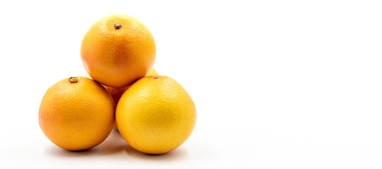 Grapefruit on a white background. Along with the ripe Grapefruit shade. Empty space for text. copy space