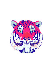 カラフルな虎の顔イラスト