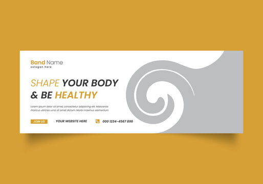 Fitness gym training facebook cover and web banner template, Dynamic blue workout fitness gym instagram social media banner and flyer template
