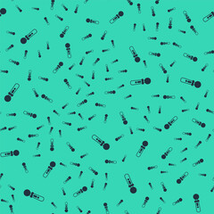 Black VR controller game icon isolated seamless pattern on green background. Virtual reality experience, sensation of presence, position-tracking technology device. Vector