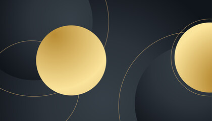 Abstract luxurious black gold background. Modern dark banner template vector with geometric shape patterns . Futuristic digital graphic design. Black gold background