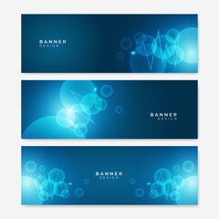Website header or banner design with hexagons pattern. Geometric abstract background with simple hexagonal elements. Medical, technology or science design.