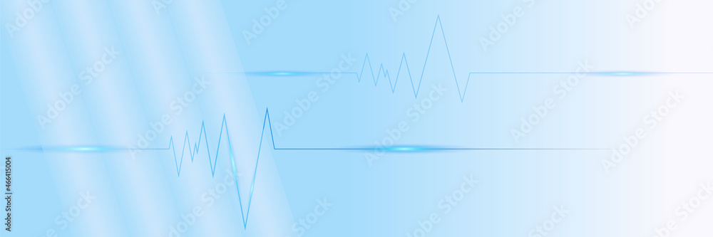 Poster abstract modern blue banner background design with health icons and symbols. template design with co