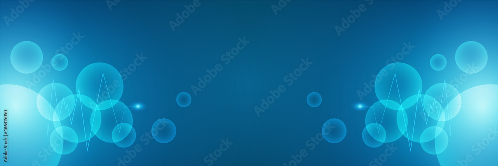 Poster abstract modern blue banner background design with health icons and symbols. template design with co