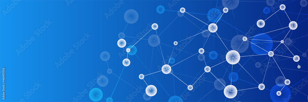 Poster abstract modern blue banner background design with health icons and symbols. template design with co