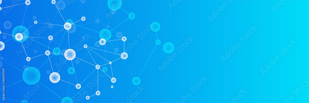 Poster abstract modern blue banner background design with health icons and symbols. template design with co