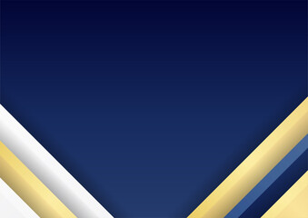Modern dark blue and gold abstract background. Abstract polygonal pattern luxury dark blue with gold. Dark navy blue and gold geometrics and lines background. Design for presentation, banner, cover.