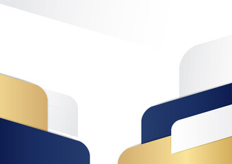 Abstract gold blue geometrics and lines background. Abstract template dark blue luxury premium background with luxury pattern and gold lighting lines. Modern vector template for presentation banner