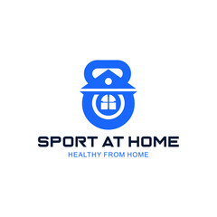 home sports logo. kettlebell and house logo combination