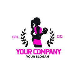 female fitness logo. vector illustration of a woman lifting a barbell. suitable for logo
health, fitness, supplements and other businesses