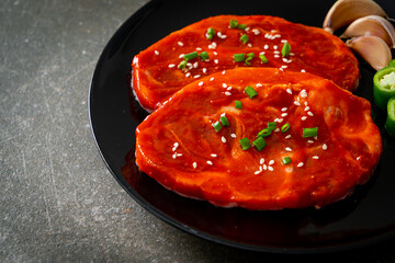 pork Korean marinated or fresh pork raw marinated with Korean spicy paste