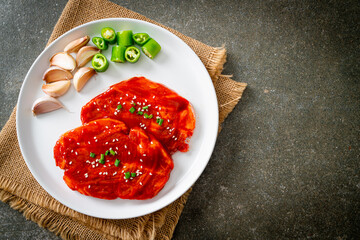 pork Korean marinated or fresh pork raw marinated with Korean spicy paste