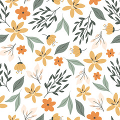 Floral seamless pattern for textile, fabric. Abstract floral background. Pretty floral wallpaper. - 466416461