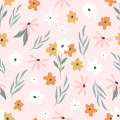Floral seamless pattern for textile, fabric. Abstract floral background. Pretty floral wallpaper. - 466416467