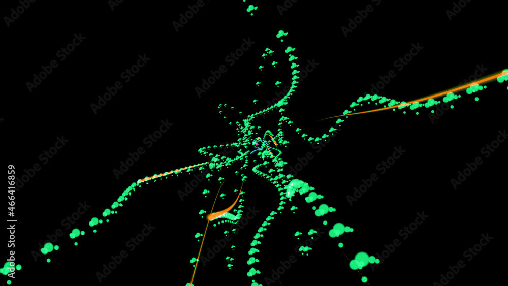 Aufkleber green chaotic rays on a black background. chaotic abstract background. 3d rendering