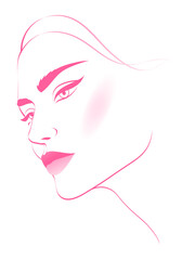 Abstract beautiful female face. Minimalist fashion design, vector illustration for t-shirt, prints, covers, posters, logo, tattoo