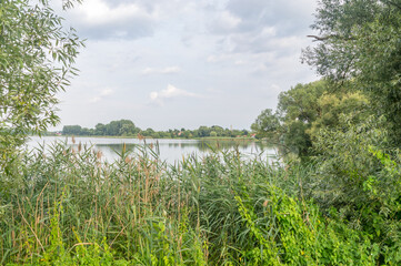 Barlewickie Lake at summer time. Ribbon lake in Sztum, Poland.