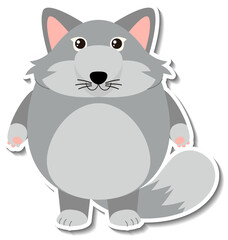 Chubby fox animal cartoon sticker