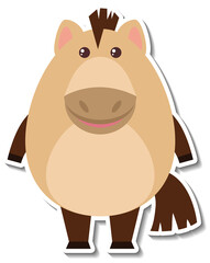 Obraz premium Chubby donkey animal cartoon sticker