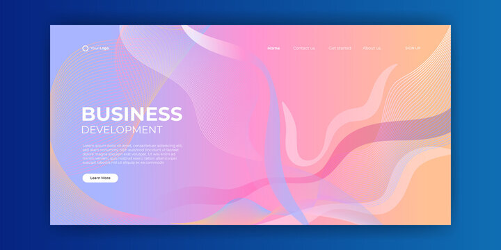 Trendy abstract design template with 3d flow shapes. Dynamic gradient composition. Applicable for landing pages, covers, brochures, flyers, presentations, banners. Vector illustration.