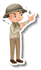 Boy wear safari outfit cartoon character sticker