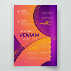 Flyer Cover design template circles theme violet and orange color background vector