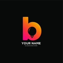 letter B logo and light bulb. vector illustration of letter B with space negative concept lamp © vionaembun42