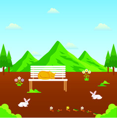 Scenery of animal behavior in the park vector design illustration 02