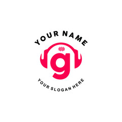 Obraz premium logo letter G music. vector illustration of letter G and headset icon with tone graphic. suitable for application logos, music studios, music industry and others