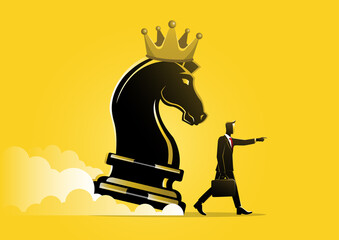 businessman pointing finger to direct chess knight © tujuh17belas
