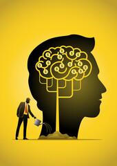 A businessman watering plants income