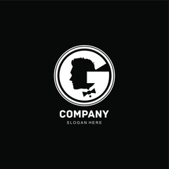 letter G logo with male face. silhouette of letter G with male face negative space concept