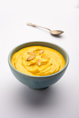 Indian Sweet Amrakhand or Mango flavoured Shrikhand